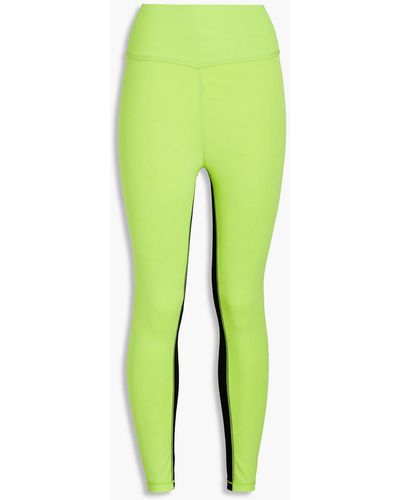 Splits59 Liya Airweight Striped Neon Stretch leggings - Green