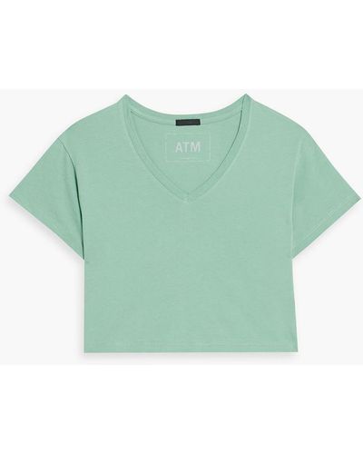 ATM Cropped Cotton-jersey T-shirt - Green