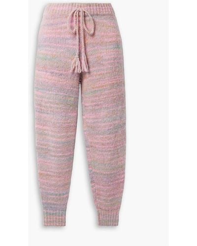 LoveShackFancy Olvera Striped Knitted Track Pants - Pink