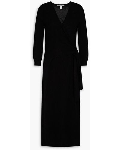 Autumn Cashmere Wrap-effect Cashmere Midi Dress - Black