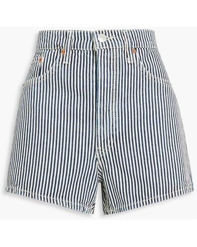 RE/DONE 90s Striped Denim Shorts - Blue