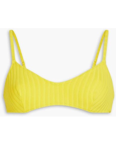 Solid & Striped Ribbed Triangle Bikini Top - Yellow