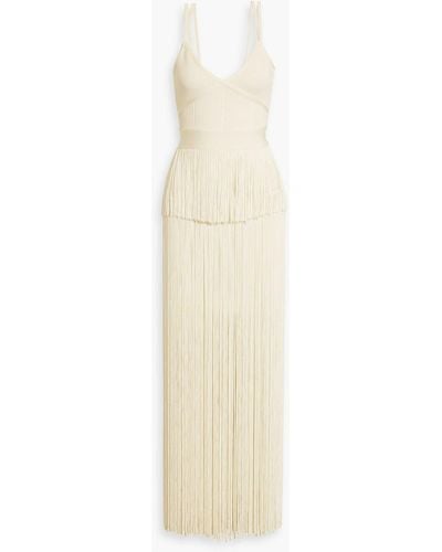 Hervé Léger Fringed Bandage Maxi Dress - White