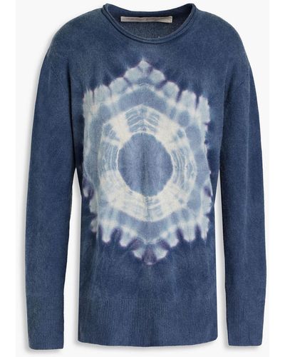 Raquel Allegra Boyfriend Tie-dyed Cashmere Jumper - Blue