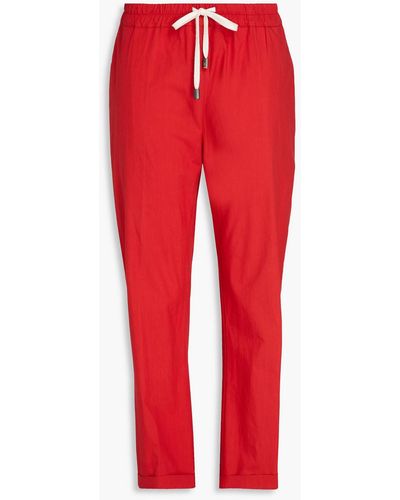 Gentry Portofino Cropped Cotton Track Trousers - Red