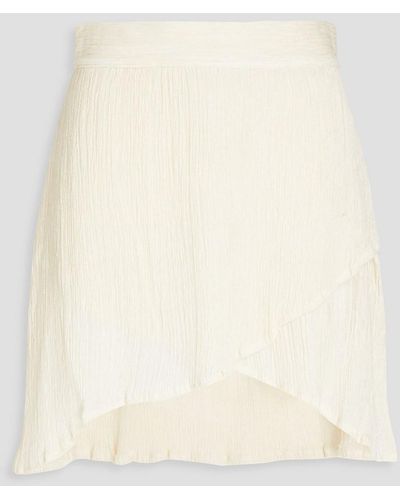 Savannah Morrow Salsa Wrap-effect Crinkled Bamboo And Silk-blend Mini Skirt - Natural