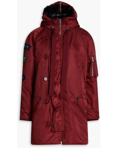 RED Valentino Appliquéd Padded Shell Hooded Parka - Red