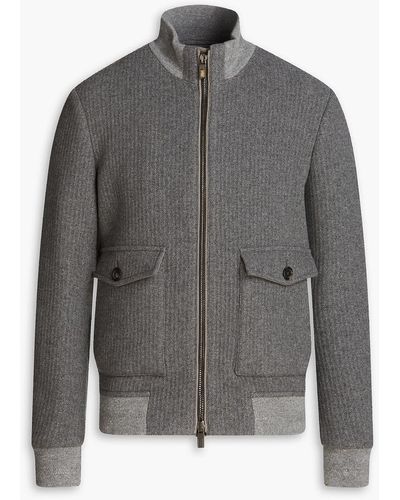 Canali Cashmere-tweed Bomber Jacket - Grey