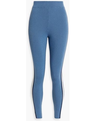 CORDOVA Gestreifte leggings aus gerippter stretch-merinowolle - Blau