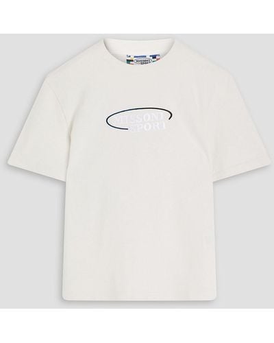 Missoni T-shirt aus baumwoll-jersey mit stickereien - Weiß