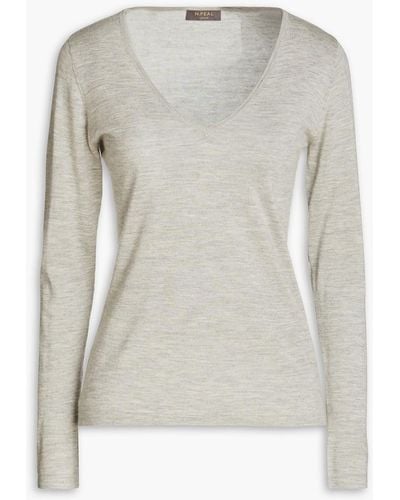 N.Peal Cashmere Mélange Cashmere Sweater - White