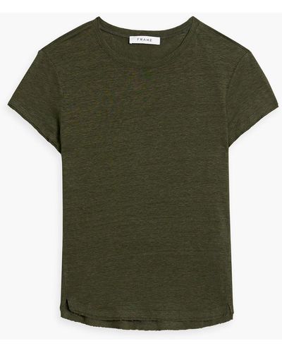 FRAME Easy True Linen-jersey T-shirt - Green