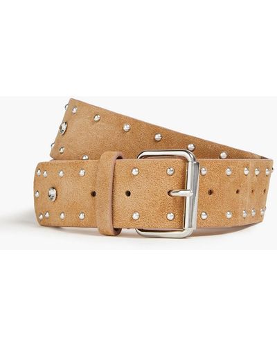 Maje Embellished Suede Belt - Natural