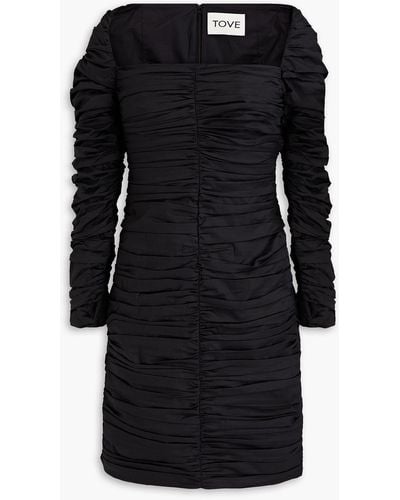 TOVE Asha Ruched Stretch-cotton Mini Dress - Black