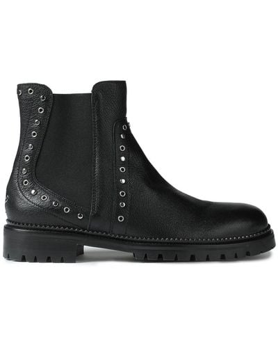 Jimmy Choo Burrow Studded Textured-leather Chelsea Boots - Black
