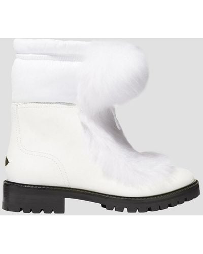 Jimmy Choo Glacie Shearling-trimmed Embellished Shell And Leather Ankle Boots - White