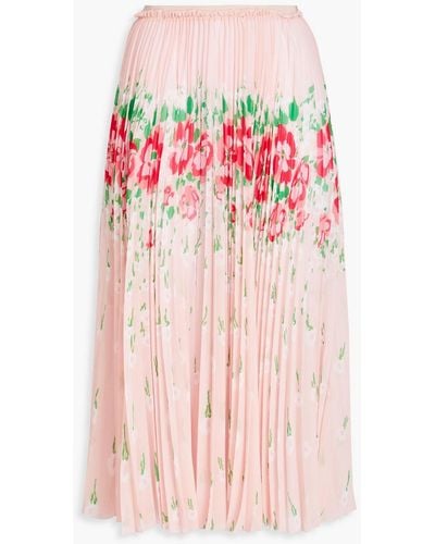 RED Valentino Pleated Floral-print Georgette Midi Skirt - Pink