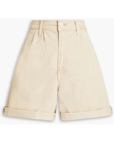Mother The Pleated Catch All Pleated Cotton-blend Shorts - Natural