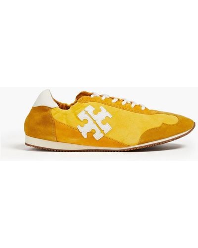 Tory Burch Leather-trimmed Suede Sneakers - Yellow