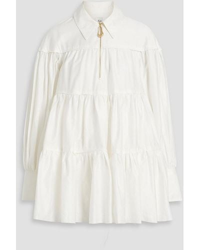 Aje. Francois Tiered Cotton-poplin Mini Shirt Dress - White
