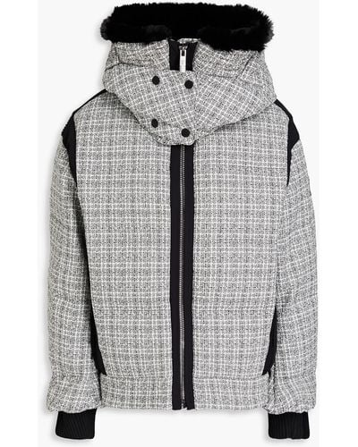 Fusalp Quilted Tweed Hooded Ski Jacket - Grey