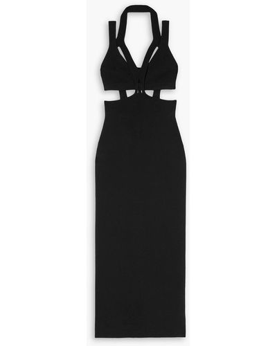 Dion Lee Interlink Cutout Layered Stretch-crepe And Ribbed-knit Midi Dress - Black