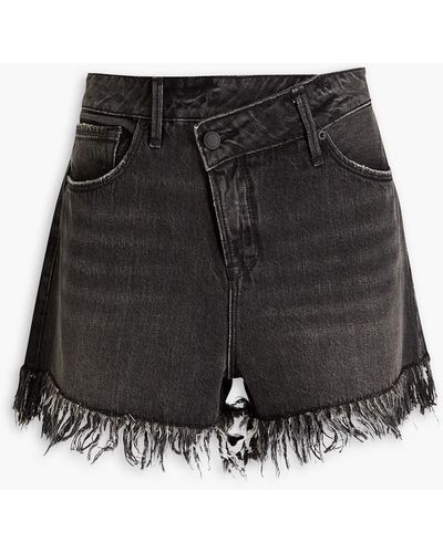 GOOD AMERICAN Frayed Denim Shorts - Black