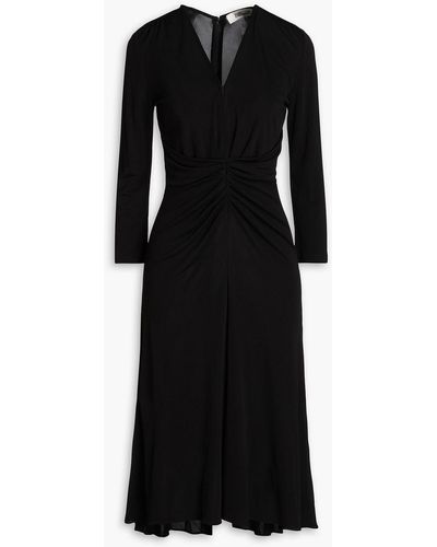 Diane von Furstenberg Ruched Jersey Midi Dress - Black