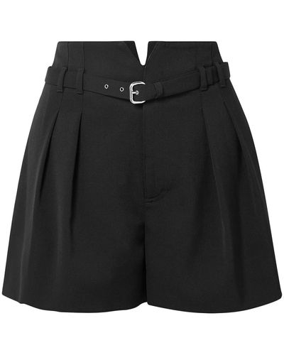 RED Valentino Belted Pleated Cady Shorts - Black