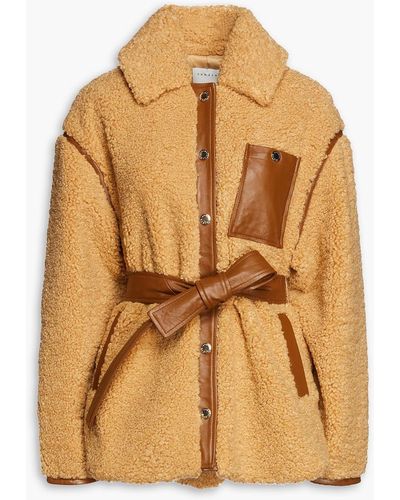 Sandro Maddox Leather-trimmed Faux Shearling Jacket - Natural