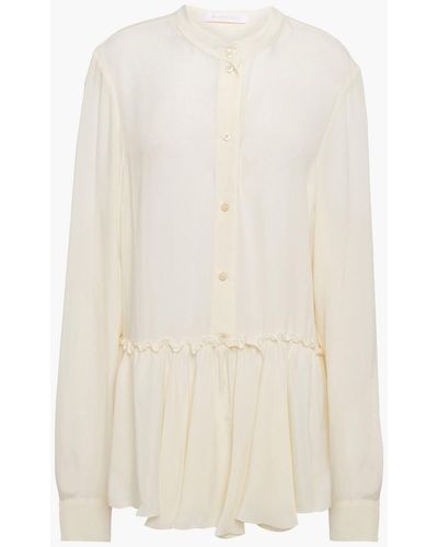 See By Chloé Ausgestellte bluse aus crêpe de chine mit raffung - Weiß