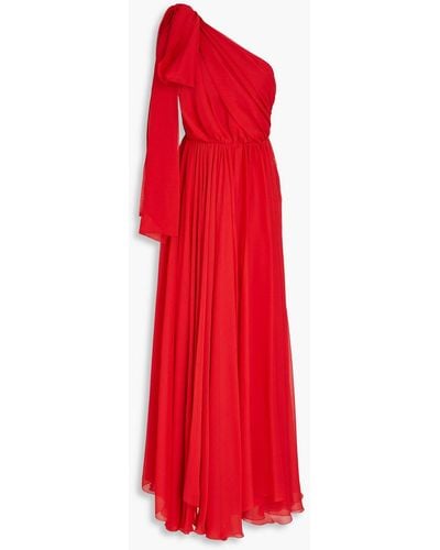 Maria Lucia Hohan Altheda One-shoulder Bow-embellished Crepon Gown - Red
