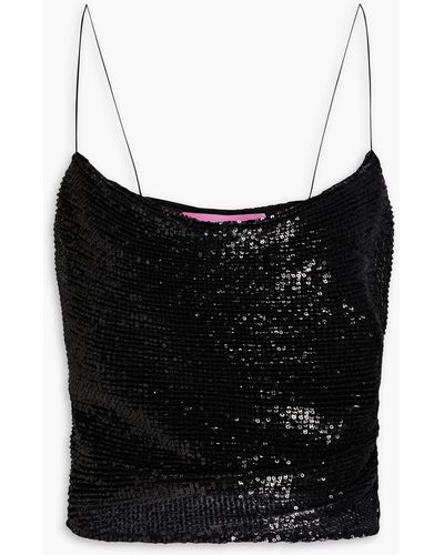 GAUGE81 Lilburn Cropped Sequined Tulle Top - Black