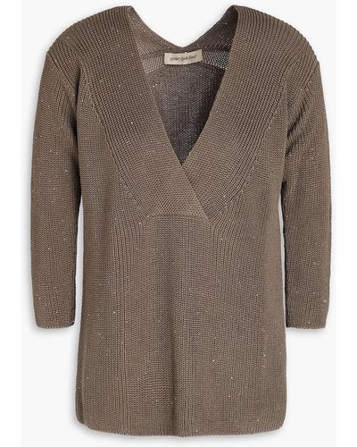 Gentry Portofino Ribbed Cotton-blend Sweater - Brown