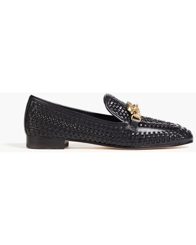 Tory Burch Embellished Leather Loafers - Black