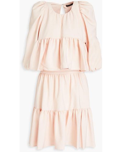 Black Halo Topaz Ruffled Crepe Top And Skirt Set - Pink