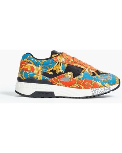 Versace Printed Cotton-twill Trainers - Blue