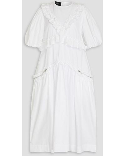 Simone Rocha Ruffled Cotton-poplin Midi Dress - White