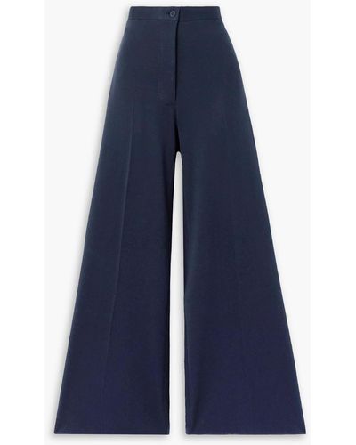 Giuliva Heritage The Leila Pleated Cotton-jersey Wide-leg Trousers - Blue