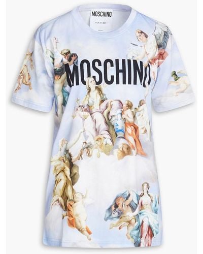 Moschino T-shirt aus baumwoll-jersey mit print - Weiß