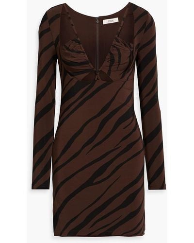 Et Ochs Aida Cutout Zebra-print Stretch-jersey Mini Dress - Brown