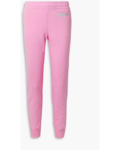 Moschino Track pants aus baumwollfrottee mit print - Pink