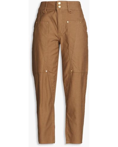 FRAME Cropped Cotton Tapered Pants - Natural