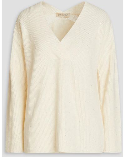 Gentry Portofino Sequin-embellished Wool-blend Jumper - White