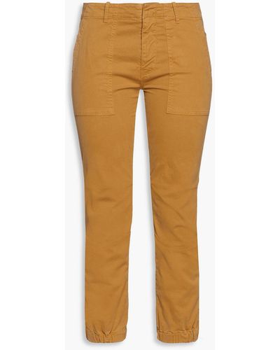 Nili Lotan Cropped Stretch-cotton Twill Tapered Pants - Brown