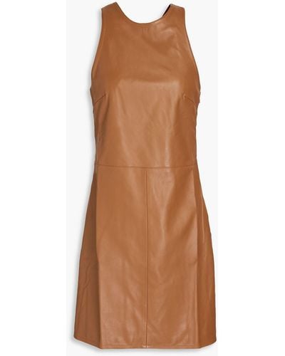 Loulou Studio Tolka Cutout Leather Halterneck Mini Dress - Brown
