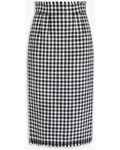 Dolce & Gabbana Houndstooth Wool-blend Tweed Pencil Skirt - White