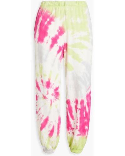 Stateside Tie-dyed Stretch Micro Modal And Cotton-blend Fleece Track Pants - Pink