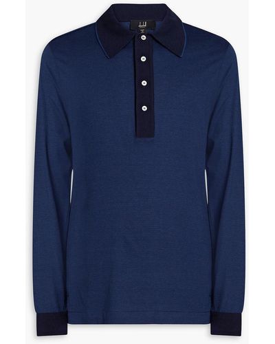 Dunhill Cotton And Cashmere-blend Jersey Polo Shirt - Blue