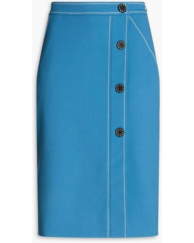 Boutique Moschino Topstitched Twill Skirt - Blue